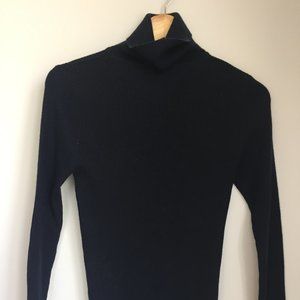 Navy Blue Wool Turtleneck Sweater